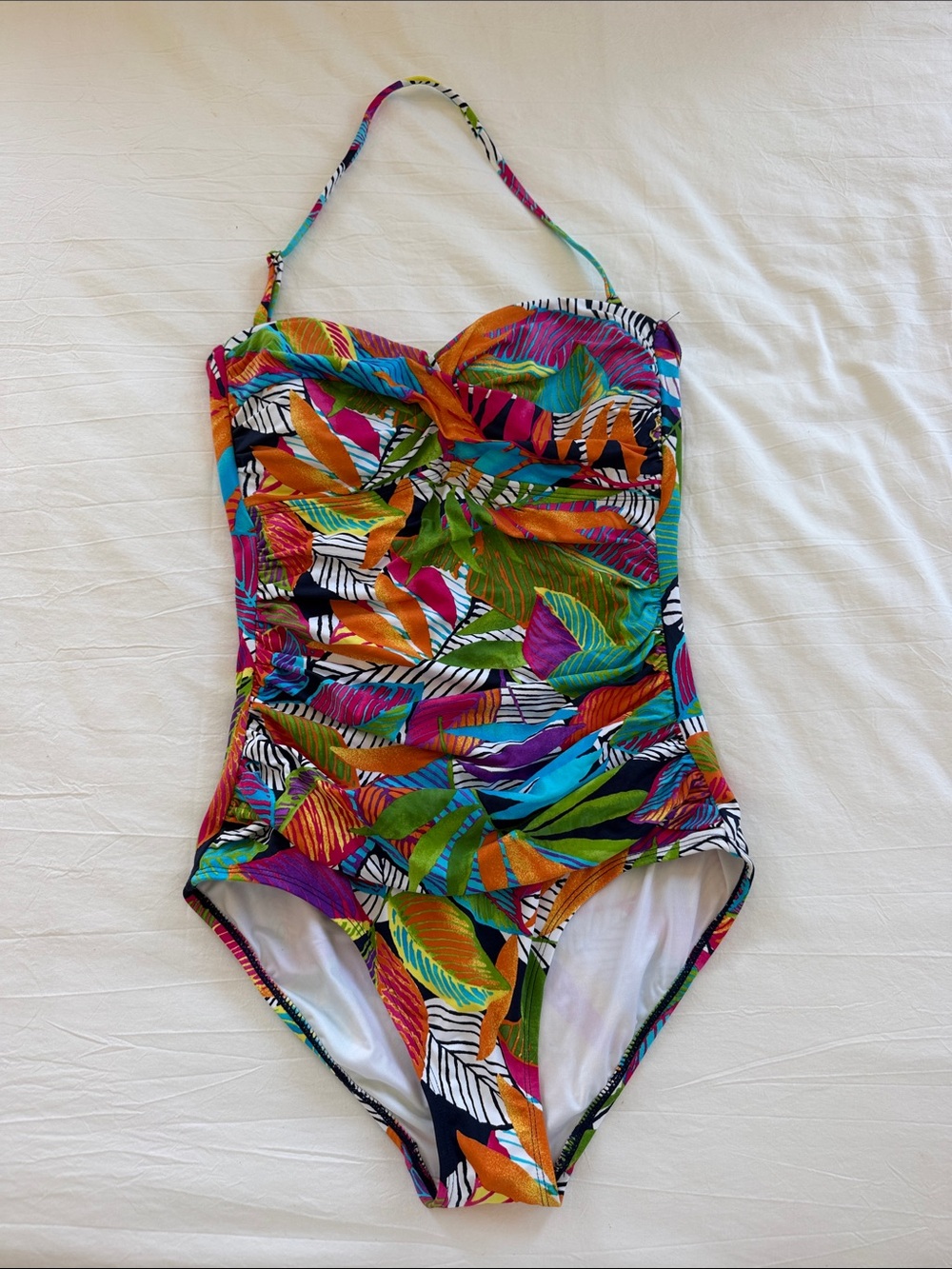 Woman’s Multi-Color Tropical Leaf One-Piece Swimsuit